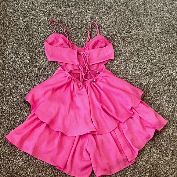 STEPS New York Pink Tiered Ruffle Romper Dress Size Small - Picture 11 of 13